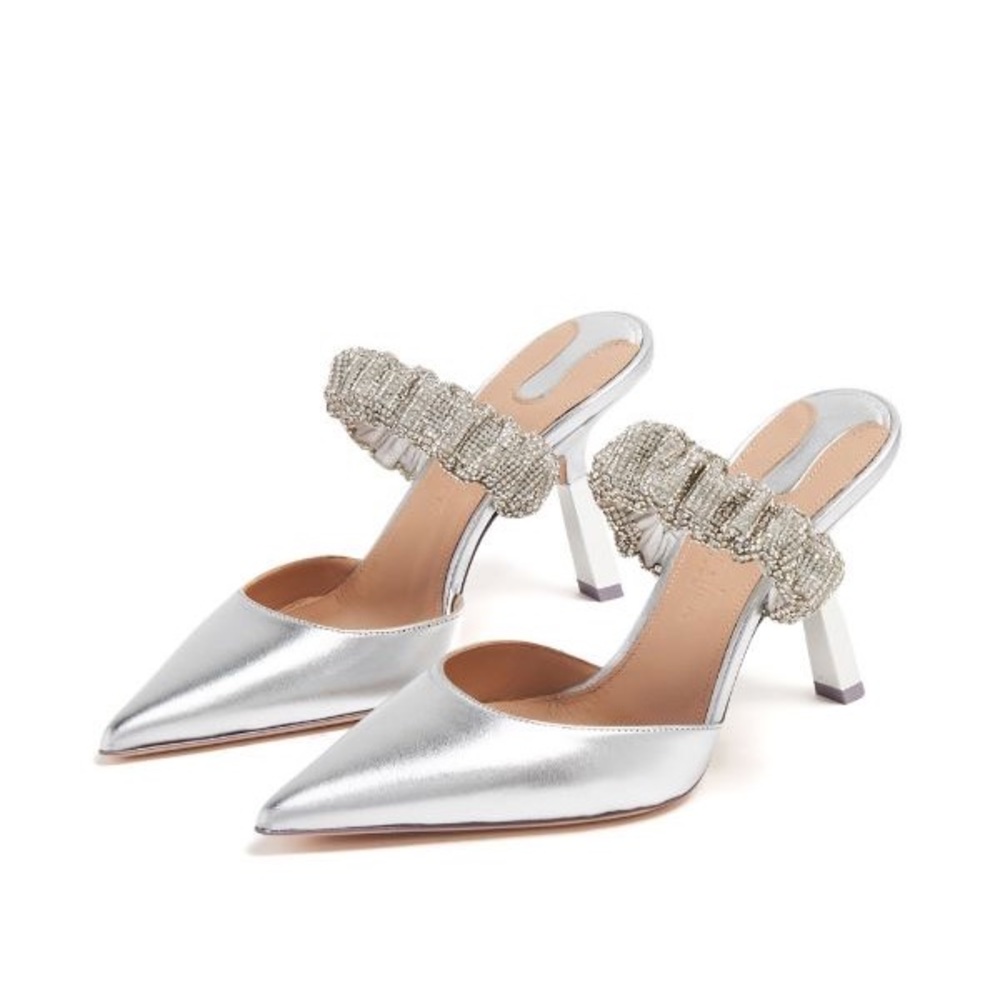 SEBASTIAN MILANO silver Tina Crystal Mules